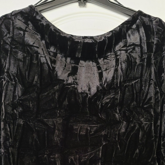 Black velour/velvet flounce sleeve top - Picture 8 of 10